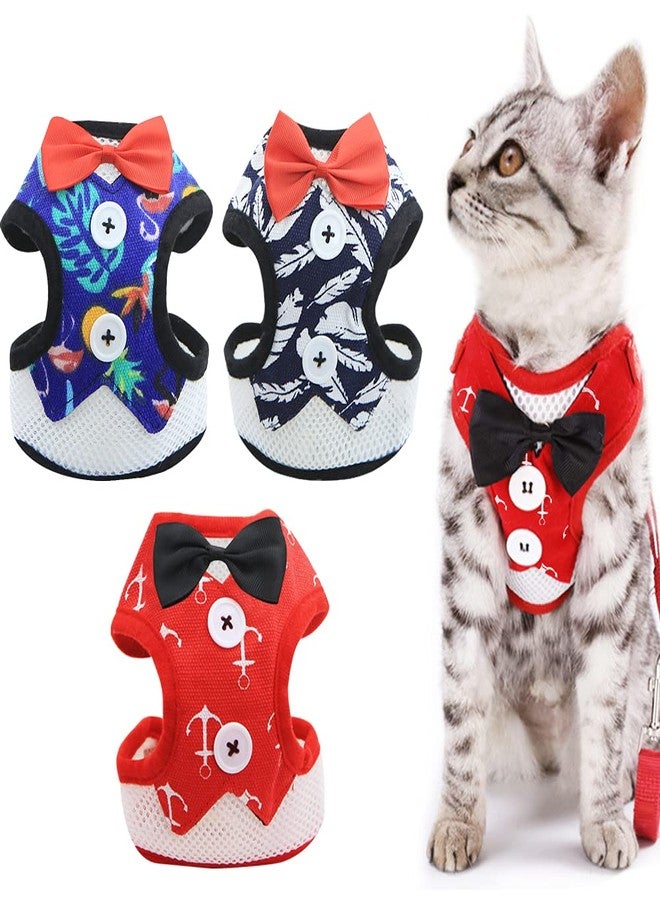 فلايان طقم فلايان ثلاثي من أحزمة ومقود القطط، سترة ناعمة قابلة للتعديل مانعة لهروب الجراء، سترة للمشي مع فيونكة للقطط الصغيرة والمتوسطة الحجم والجراء - Image 1
