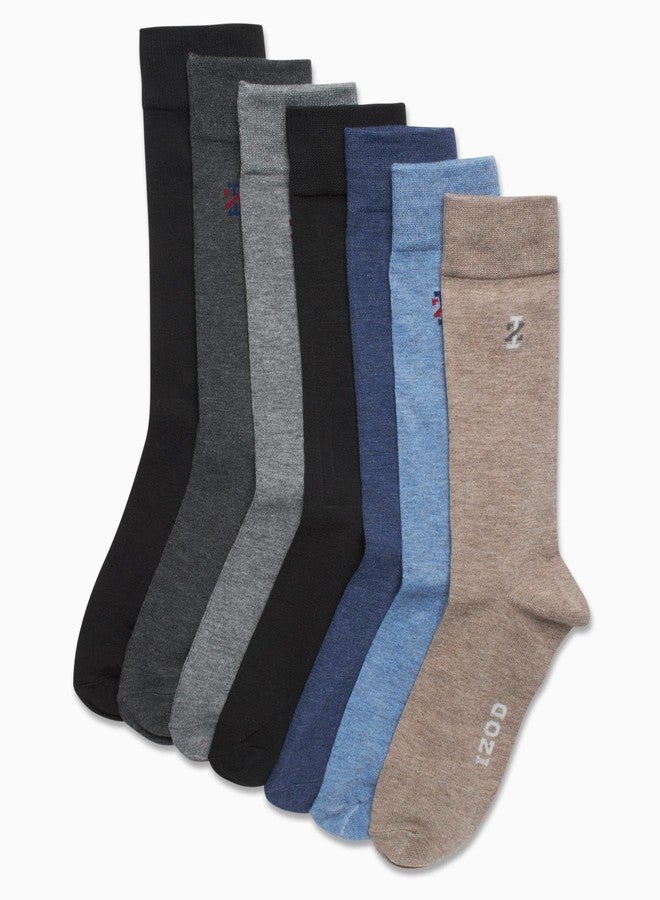 IZOD Mens Dress Socks - 7 Pack Lightweight Stretch Stay Up Cuff Mid-Calf Crew Socks for Men (6-12.5), Size 6-12.5, Assorted - Image 4