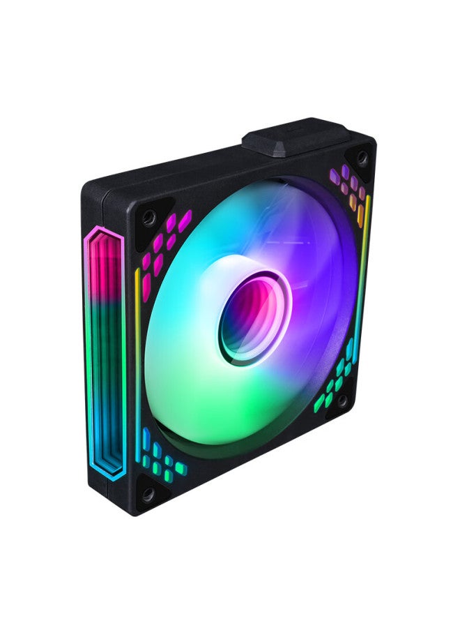 Play Jia Wanjia Tian Magnetic Fan Building Block Set, Black Reverse Triple Pack, 12cm Water Cooling Case Fan, Magnetic Wireless Splicing, Argb Light Synchronization, Pwm Temperature Control - Image 5