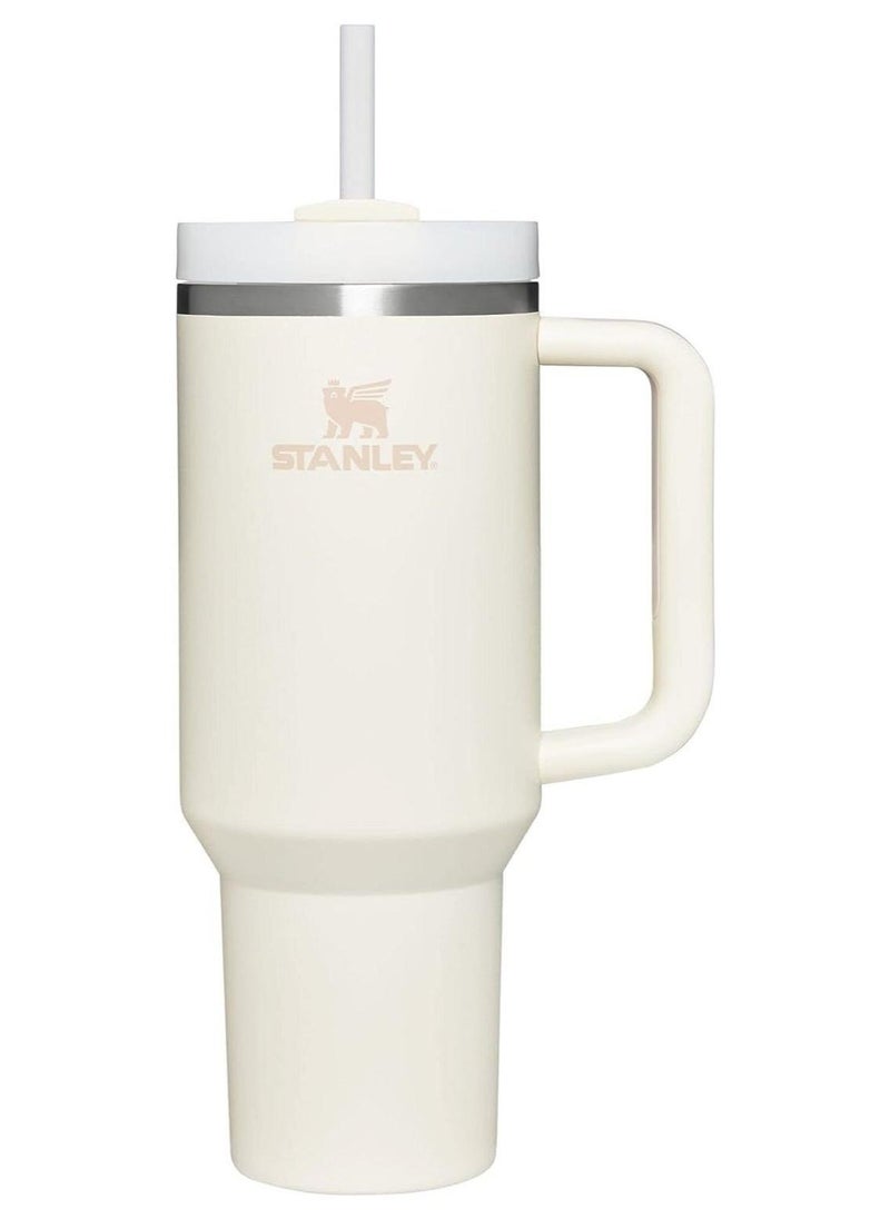 Stanley 40oz Quencher H20 Flowstate Stainless Steel Vacuum Insulated Tumbler with Lid and Straw for Water, Iced Tea or Coffee, Smoothie and More, Cream (White) - Image 1
