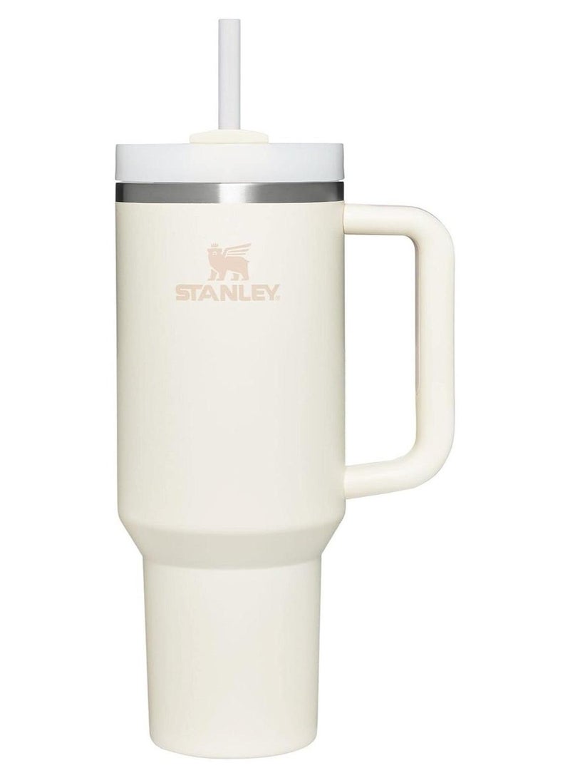 Stanley 40oz Quencher H20 Flowstate Stainless Steel Vacuum Insulated Tumbler with Lid and Straw for Water, Iced Tea or Coffee, Smoothie and More, Cream (White) - Image 1