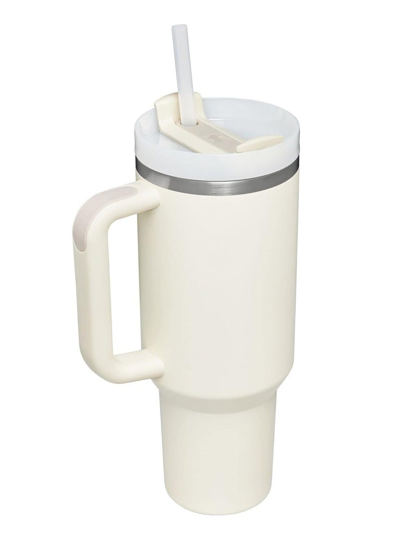 Stanley - 40oz Stanley Quencher H20 Flowstate Stainless Steel Vacuum Insulated Tumbler with Lid and Straw for Water, Iced Tea or Coffee, Smoothie and More, Cream (White) - Image 1