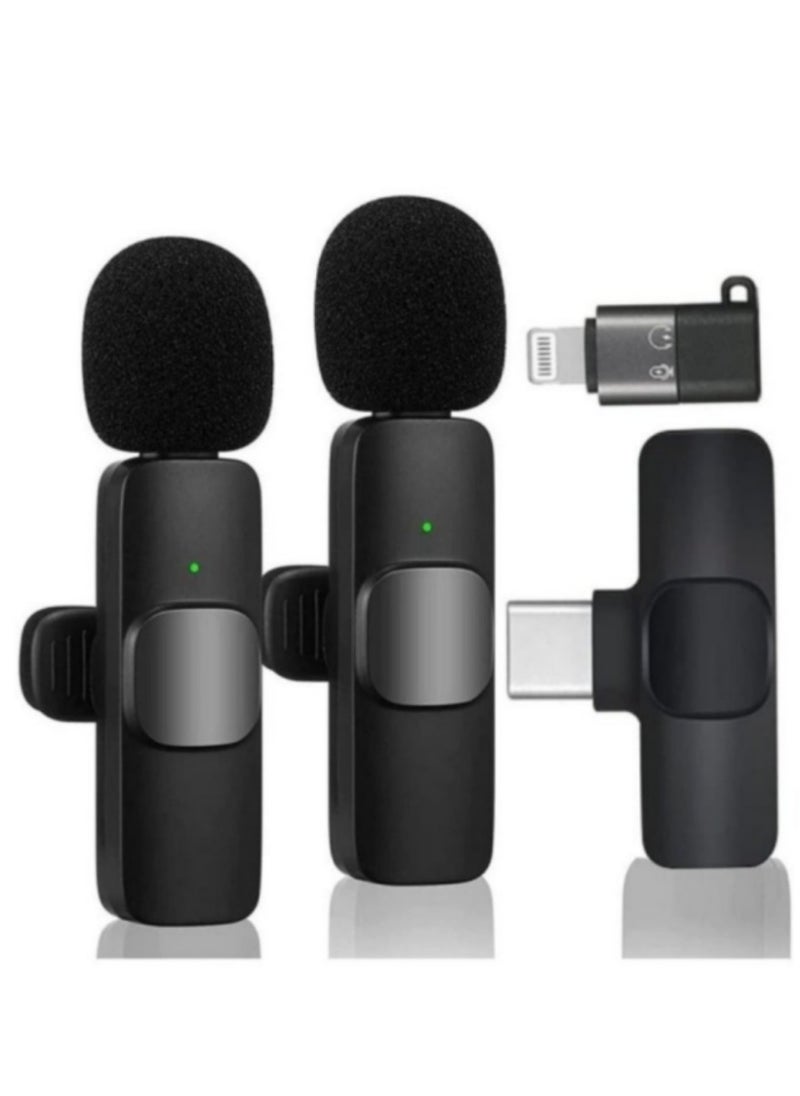 Generic Wireless Lavalier Microphone for Type - C Phones: This plug - and - play wireless microphone comes with 2 microphones. It is compatible with USB - C Android phones and iPhones, making it suitable for video recording, interviews, and vlogging. Moreover, it features auto - sync and noise reduction functions and operates at 2.4 GHz.  - Image 1