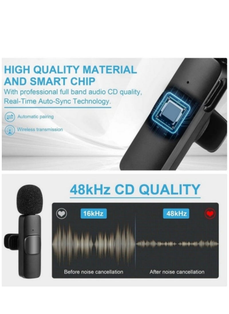 Generic Wireless Lavalier Microphone for Type - C Phones: This plug - and - play wireless microphone comes with 2 microphones. It is compatible with USB - C Android phones and iPhones, making it suitable for video recording, interviews, and vlogging. Moreover, it features auto - sync and noise reduction functions and operates at 2.4 GHz.  - Image 2