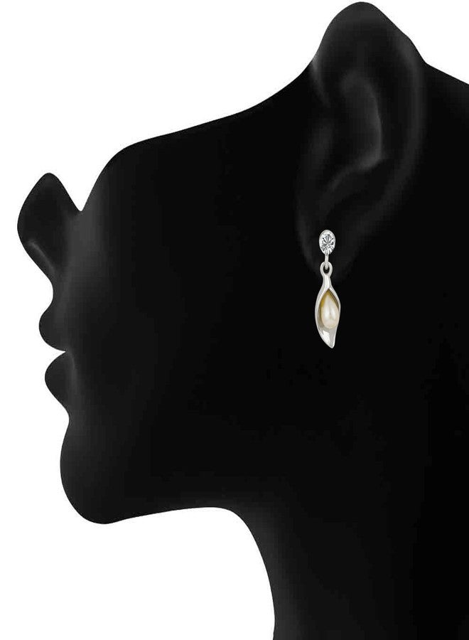 Mahi Rhodium Plated Ethereal Solitaire Beads and Crystal Earrings for girls and women ER1193712RWhi - Image 2