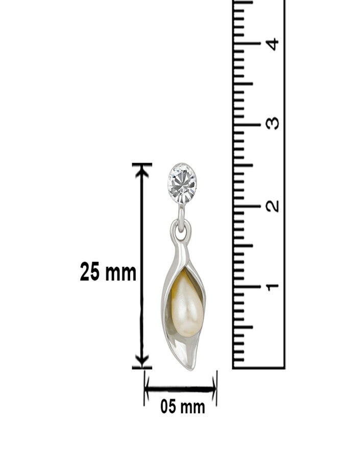 Mahi Rhodium Plated Ethereal Solitaire Beads and Crystal Earrings for girls and women ER1193712RWhi - Image 3
