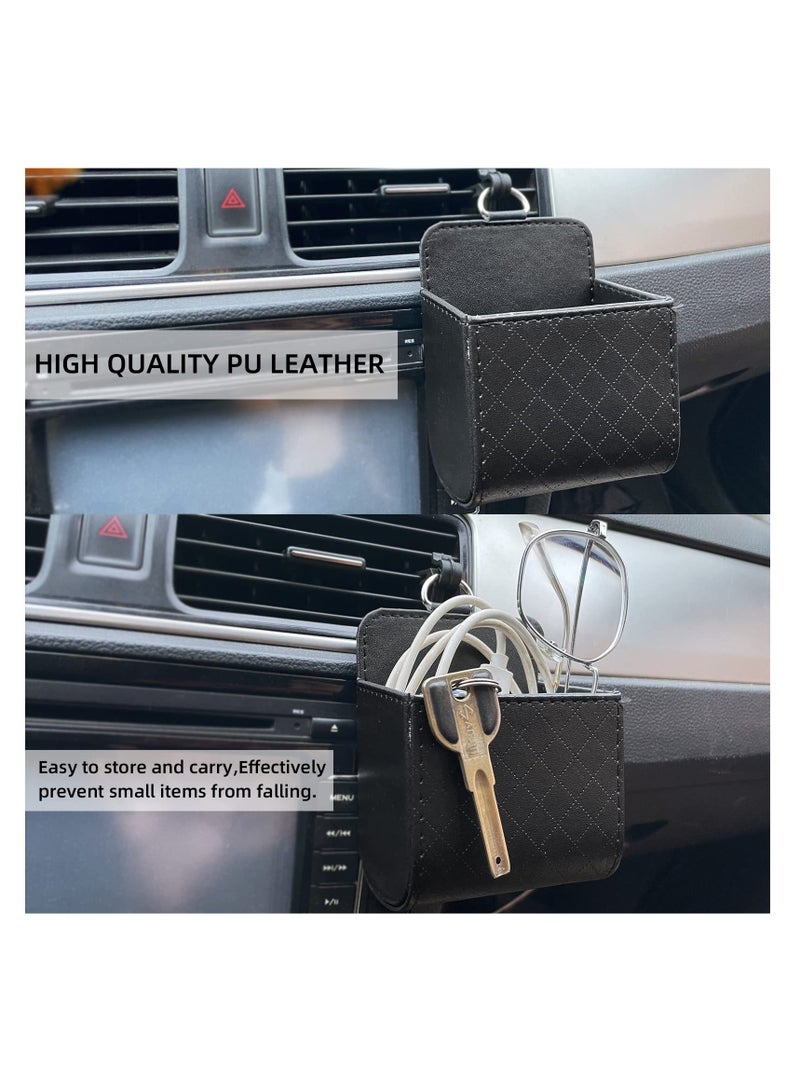 Zikra Car Air Vent Storage Box, Portable Leather Storage Pouch Pocket, Interior Air Outlet Cell Phone Holder Pouch, Organizer with Hook for Keep Car Clean, Auto Supplies - Image 4