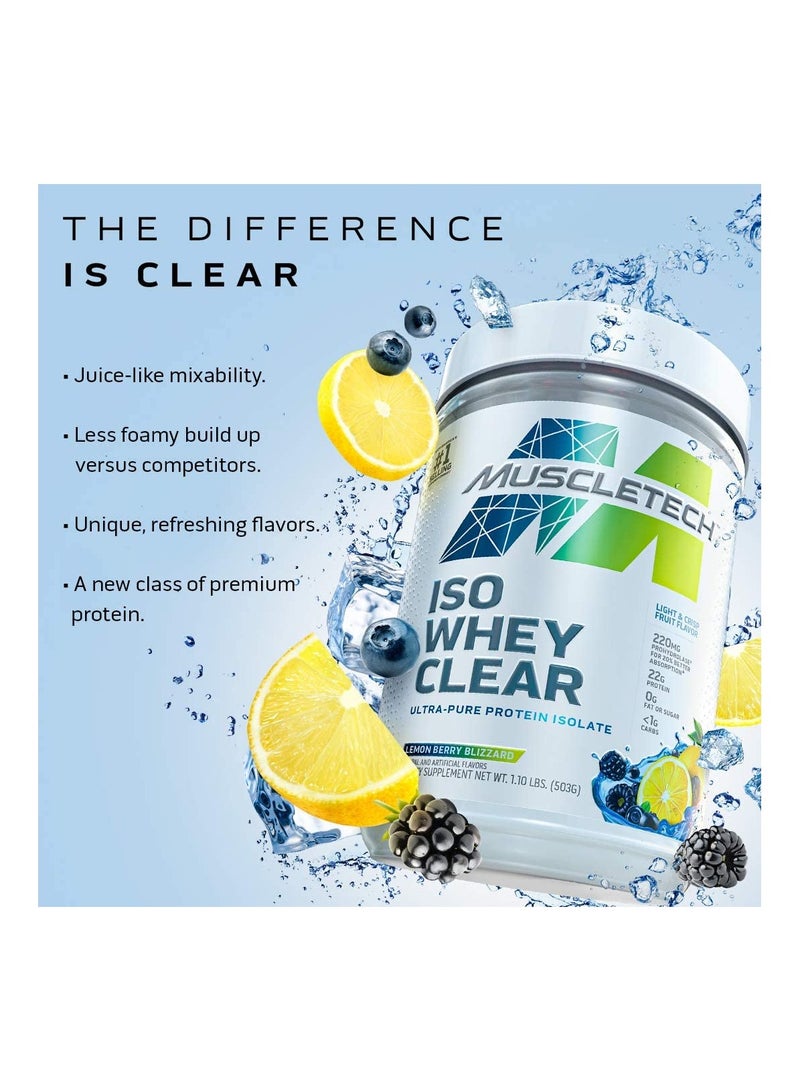 MuscleTech Whey Protein Powder Clear Protein Drink 22g Protein 90 Calories Lemon Berry Blizzard 1.1lb - Image 2