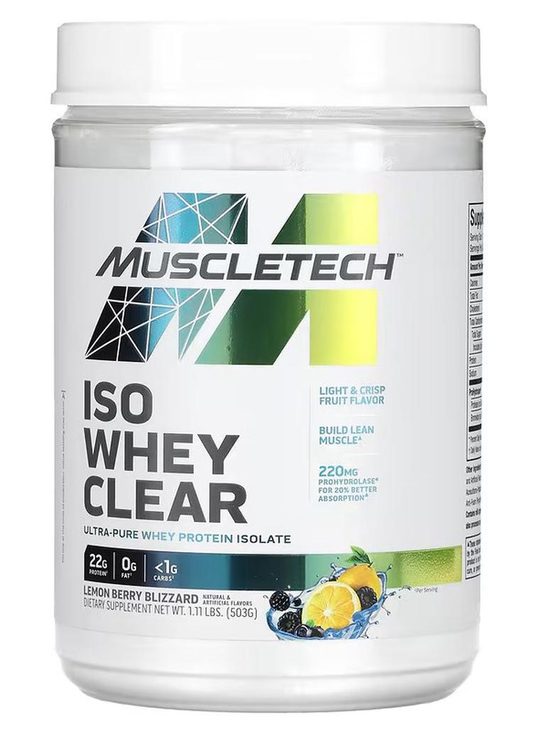 MuscleTech Whey Protein Powder Clear Protein Drink 22g Protein 90 Calories Lemon Berry Blizzard 1.1lb - Image 1