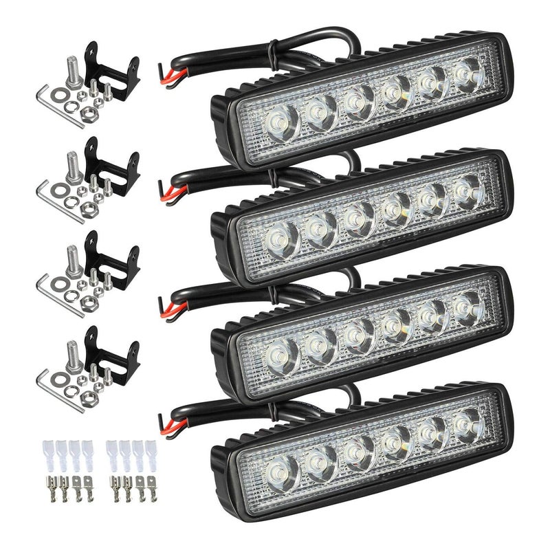 4PCS 6 LED Light Bar 72W 6500K Super Bright Waterproof Boat Spot Marine DeckOff Road Fog SUV ATV 4WD Car Truck Golf Cart IP67