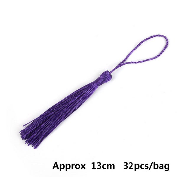 Polyester silk tassel hanging ring small tassel high-grade ice silk tassel pendant earrings accessories diy jewelry accessories dark purple 32/bag