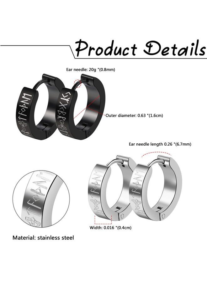 Aroncent 8Pcs Womens Mens Huggie Earring Hoop Stainless Steel Ear Stud Novelty Black/Gold/Silver, Stainless Steel - Image 4