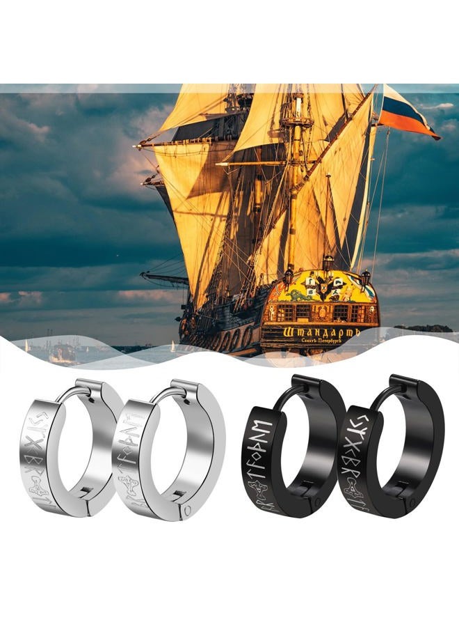 Aroncent 8Pcs Womens Mens Huggie Earring Hoop Stainless Steel Ear Stud Novelty Black/Gold/Silver, Stainless Steel - Image 5