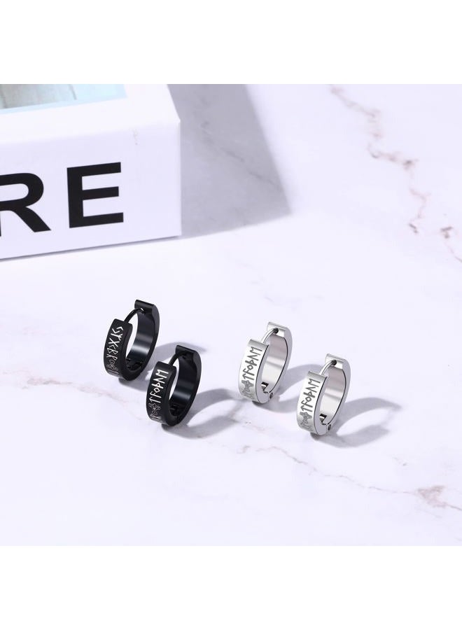 Aroncent 8Pcs Womens Mens Huggie Earring Hoop Stainless Steel Ear Stud Novelty Black/Gold/Silver, Stainless Steel - Image 2