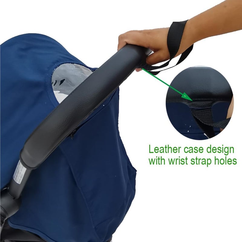 Feliliber Global trendy simple build Baby Stroller Handle PU Leather Cover, Pram Handle Protective Cover, Stroller Accessories Compatible with Babyzen Yoyo, with Wrist Strap Hole Global sizing options - Image 4