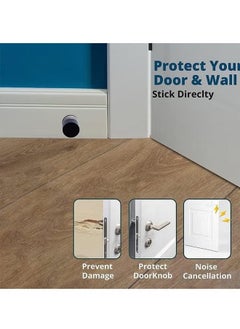 JOGAMS 2Pcs Door Stoppers Stop with Extra Stickers Self Adhesive Door Stops with Black Rubber Bumper and Stainless Steel Body Heavy Duty Door Knob Wall Protector Sound Dampening for Home Office Use  - Image 4