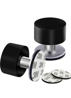 JOGAMS 2Pcs Door Stoppers Stop with Extra Stickers Self Adhesive Door Stops with Black Rubber Bumper and Stainless Steel Body Heavy Duty Door Knob Wall Protector Sound Dampening for Home Office Use  - Image 1