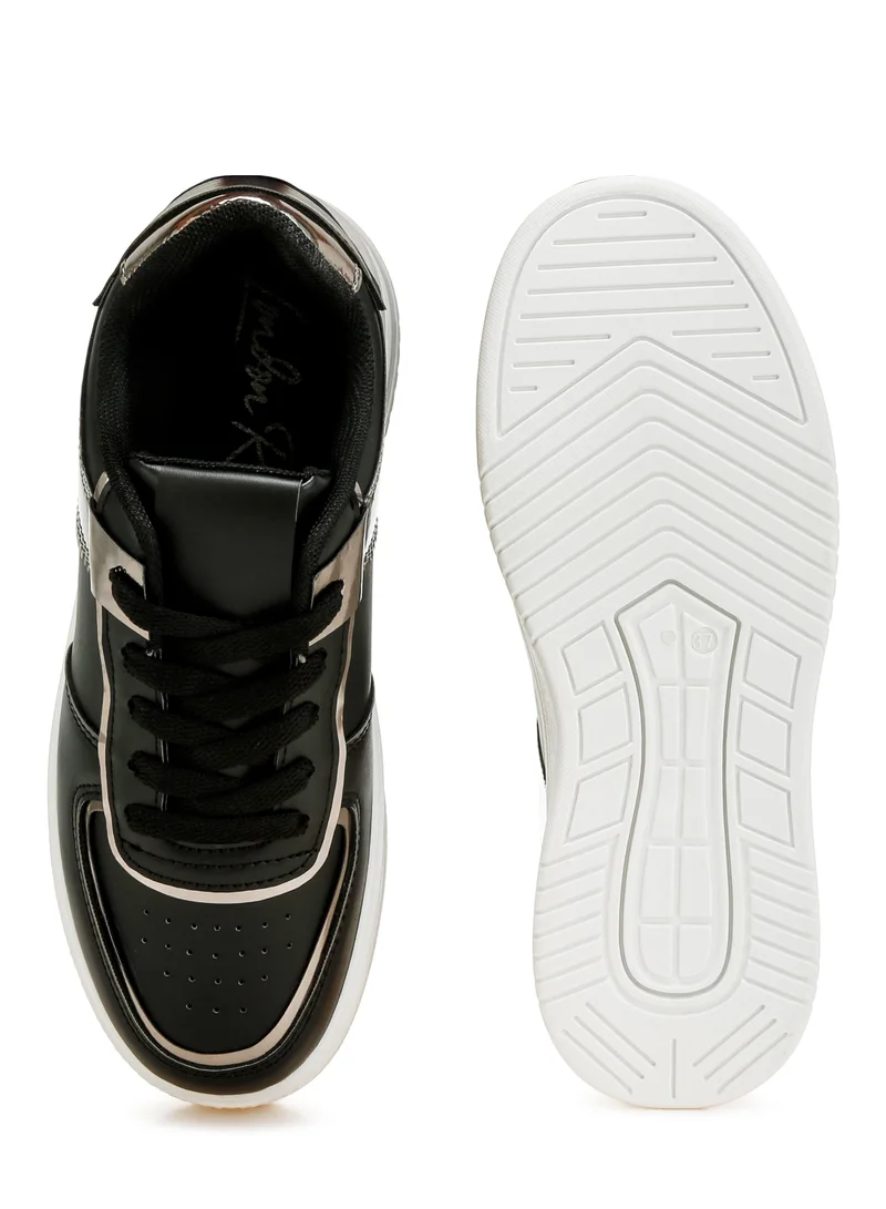 London Rag Metallic Paneling Platform Sneakers Black Pewter