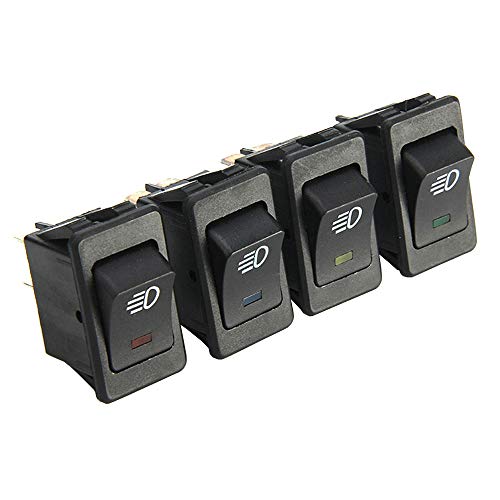 ESUPPORT Car Blue Red Green Yellow LED Fog Light Toggle Rocker Switch 4Pin 12V 35A ON Off Bright Rear Front - Image 3
