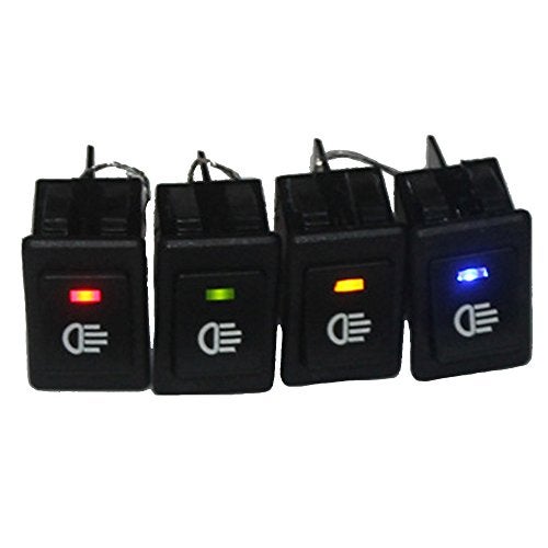 ESUPPORT Car Blue Red Green Yellow LED Fog Light Toggle Rocker Switch 4Pin 12V 35A ON Off Bright Rear Front - Image 2