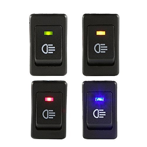 ESUPPORT Car Blue Red Green Yellow LED Fog Light Toggle Rocker Switch 4Pin 12V 35A ON Off Bright Rear Front - Image 1