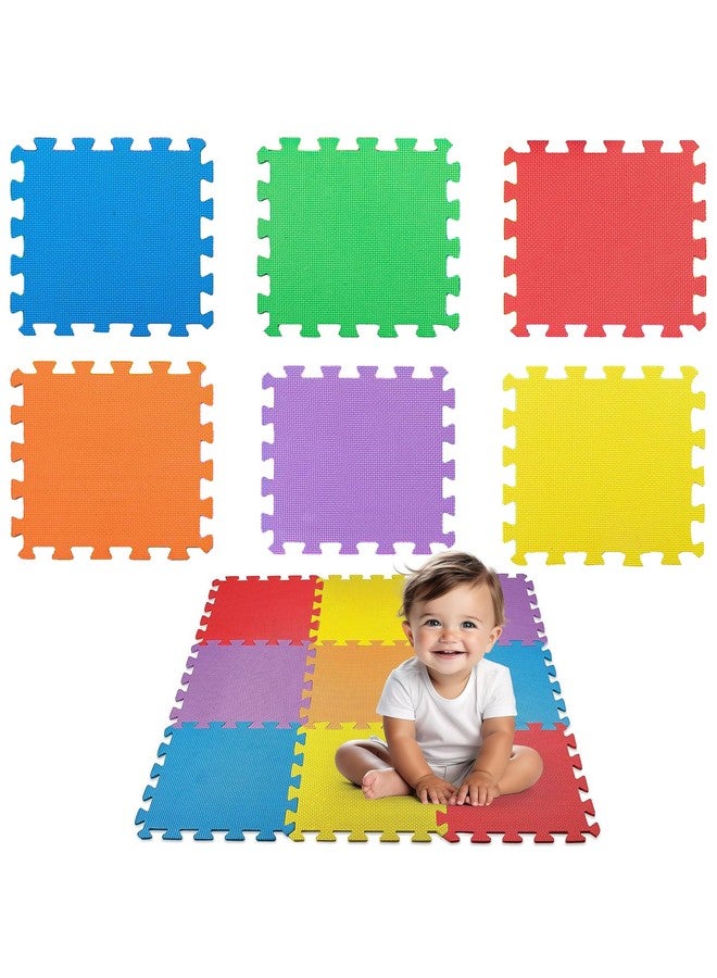 MEDca Floor Mat 10-Tile Exercise Mat Solid Foam EVA Playmat Kids Safety - 10-Pcs Assorted Solid Colors - Interlocking Puzzle Foam Floor Mats - Play Mat for Playing - Image 1