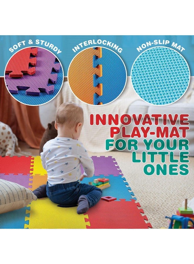MEDca Floor Mat 10-Tile Exercise Mat Solid Foam EVA Playmat Kids Safety - 10-Pcs Assorted Solid Colors - Interlocking Puzzle Foam Floor Mats - Play Mat for Playing - Image 3