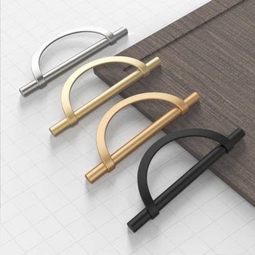 FILTA 10 Pack 5 Inch(128mm) Hole Centers Brushed Gold Cabinet Pulls,Stylish Kitchen Cabinet Handles Half Moon Zinc Alloy Cabinet Hardware for Cabinets Cupboard Handles Drawer Pulls - Image 2
