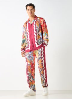Iconic Iconic Regular Fit Printed Shirt with Camp Collar and Long Sleeves  - Image 2