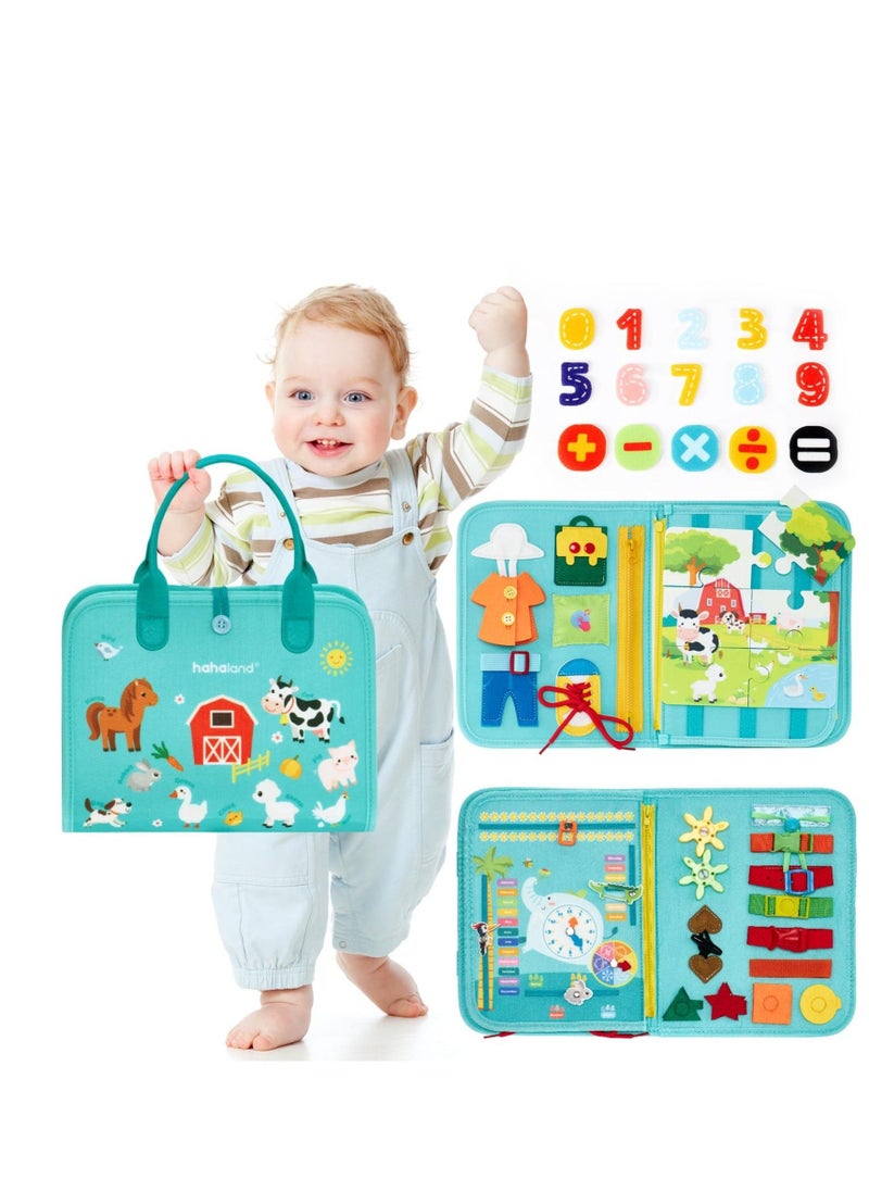 Busy Board for Toddlers, Boys Girls Montessori Toys, Sensory Activity Board for Learning Toys, 9 in 1 Preschool Learning Activities Toddler Travel Toys, Montessori Toys for Fine Motor Skills - Image 1
