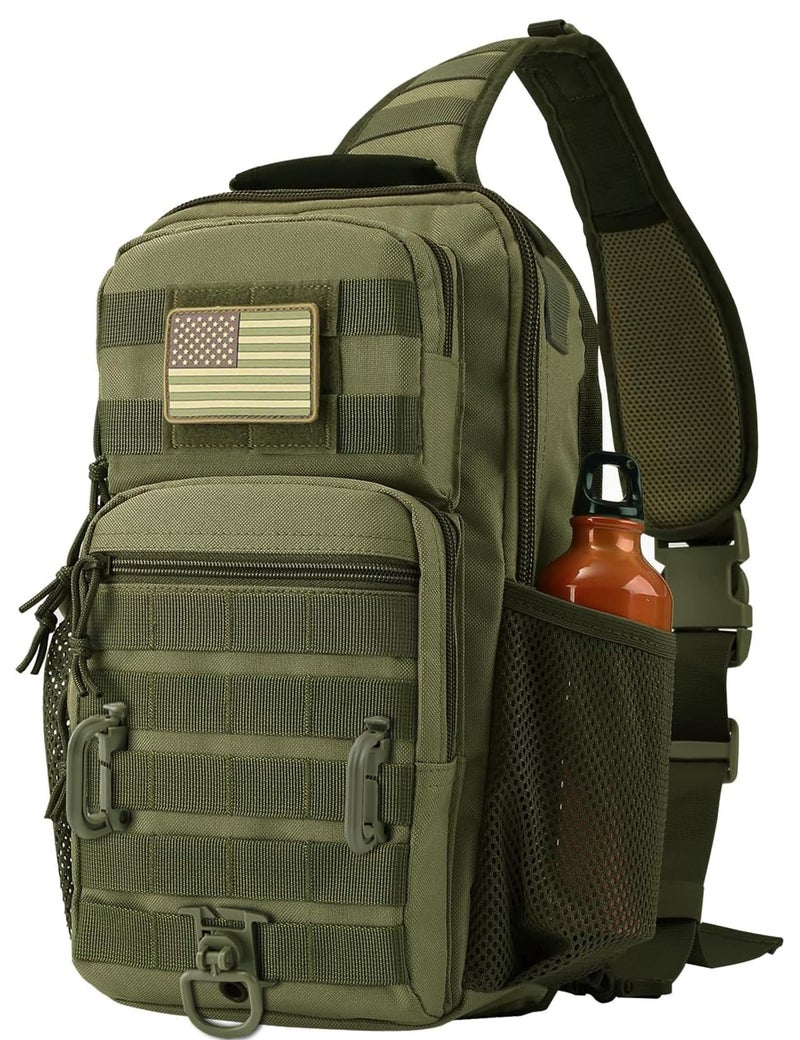 EASY BW Tactical Shoulder Sling Bag, Small Chest Pack, 13L Backpack for Men Outdoor Sports, Olive - Image 1