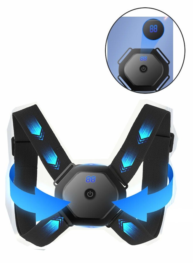 Electric Posture Corrector Back Brace Spine Stretcher Lumbar Vibration Massager Spine Deck Backbelt Support USB Rechargeable Smart Comfort Back Support Backs Straightener for Adults and Children J-2000 (Black) - Image 3