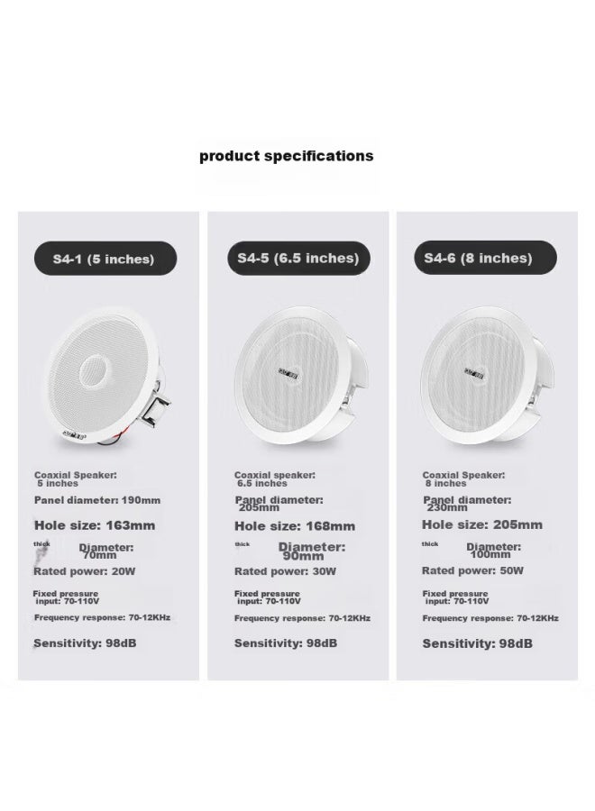 SAST Sast S4-5 Coaxial Constant Voltage Ceiling Speaker, Background Music Public Address System, Home Theater High-fidelity Ceiling-mounted Speaker, 6.5 Inches - Image 5