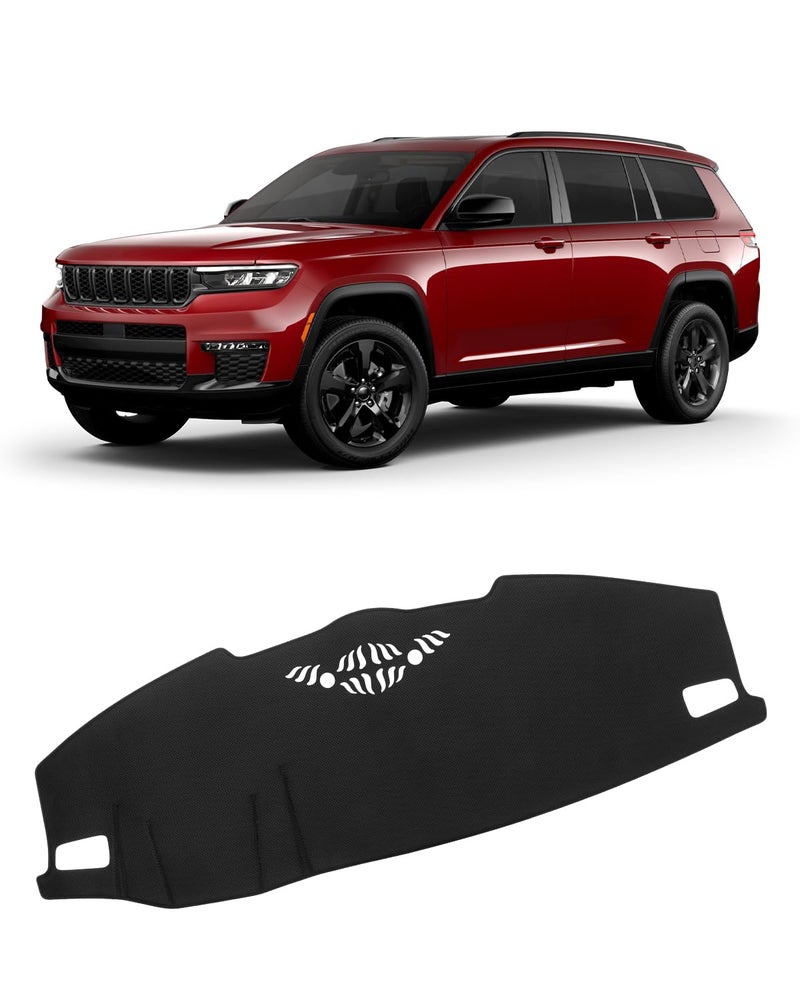 FIILINES Dash Cover for Jeep Grand Cherokee L 2021-2025(Not Fit Jeep Grand Cherokee), Dashboard Mat Cover Sunshade Nonslip Mesh Protector No Glare Black - Image 1
