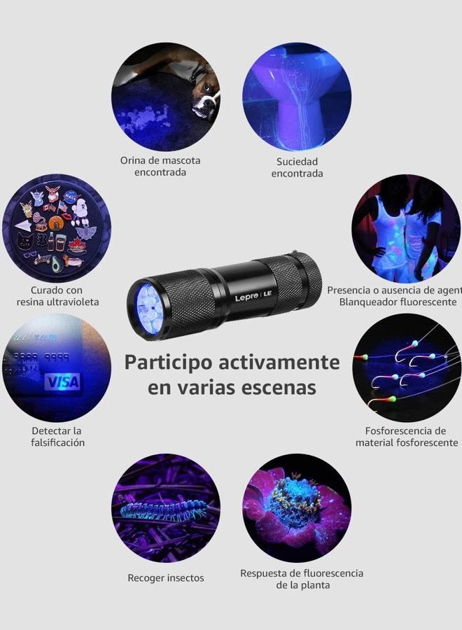 Lighting EVER Lepro Small UV Blacklight Flashlight, Portable Black Light 395nm, Ultraviolet Light Detector for Invisible Ink Pens, Dog Cat Pet Urine Stain, AAA Batteries Included - Image 5
