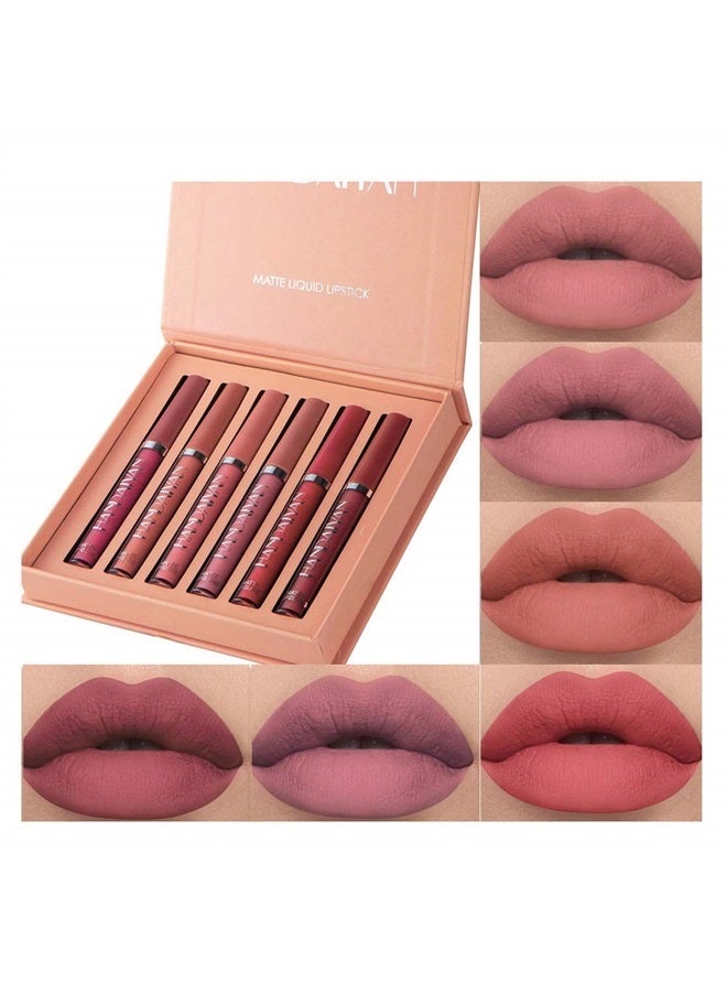 VeniCare 6Pcs Matte Liquid Lipstick Makeup Set, Matte liquid Long-Lasting Wear Non-Stick Cup Not Fade Waterproof Lip Gloss (Set B) - Image 1