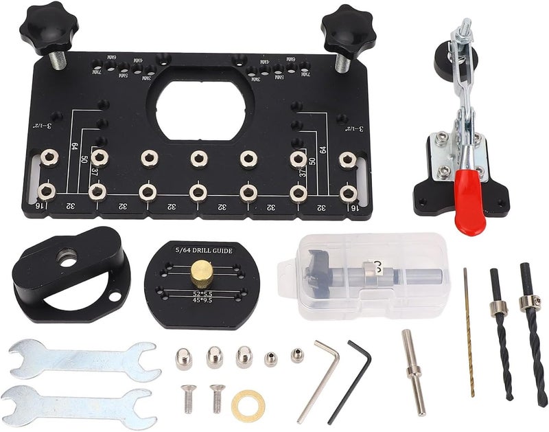 LiebeWH Shelf Pin Jig Aluminum Alloy Cabinet Hardware Jig with 35mm Carbide Drill Bit for Cabinet Door Hinge Drilling - Image 3