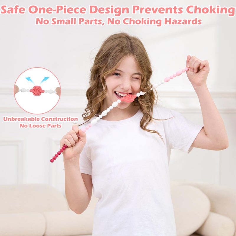 Vanelioris Chew Necklaces for Sensory Kids Adults, Flower Chewy Necklace Sensory Toys for Autism Nail Biting Anxiety, Fidget Necklace Oral Chew Toys, ADHD Tools for Boys Girls - Image 3