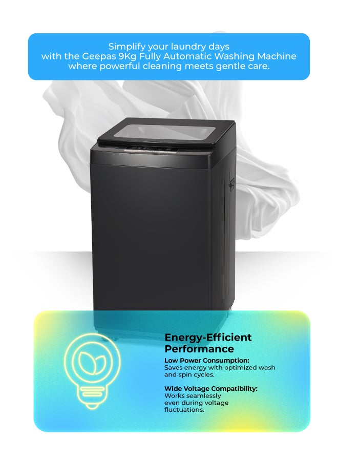 GEEPAS Fully Automatic Top Load Washing Machine With Durable Body/Highly Efficient/Premium Design/LED Digital Display/Diamond Drum for Better Cleaning 7 kg 720 W GFWM7909WCXNV Metallic Grey - Image 3