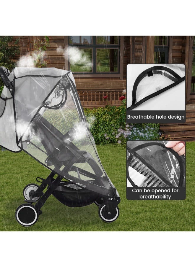 Chabeia Large Size Clear Stroller Rain Cover with Visible Window, Double Zipper Closure Waterproof Stroller Cover, Universal Weather Shield, Windproof EVA Baby Travel Stroller Accessories Protect from Dust Snow - Image 5