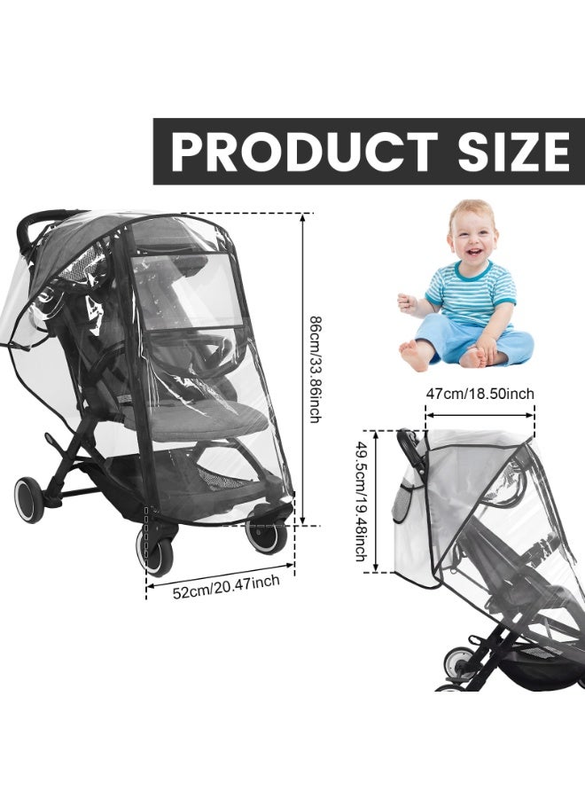 Chabeia Large Size Clear Stroller Rain Cover with Visible Window, Double Zipper Closure Waterproof Stroller Cover, Universal Weather Shield, Windproof EVA Baby Travel Stroller Accessories Protect from Dust Snow - Image 2