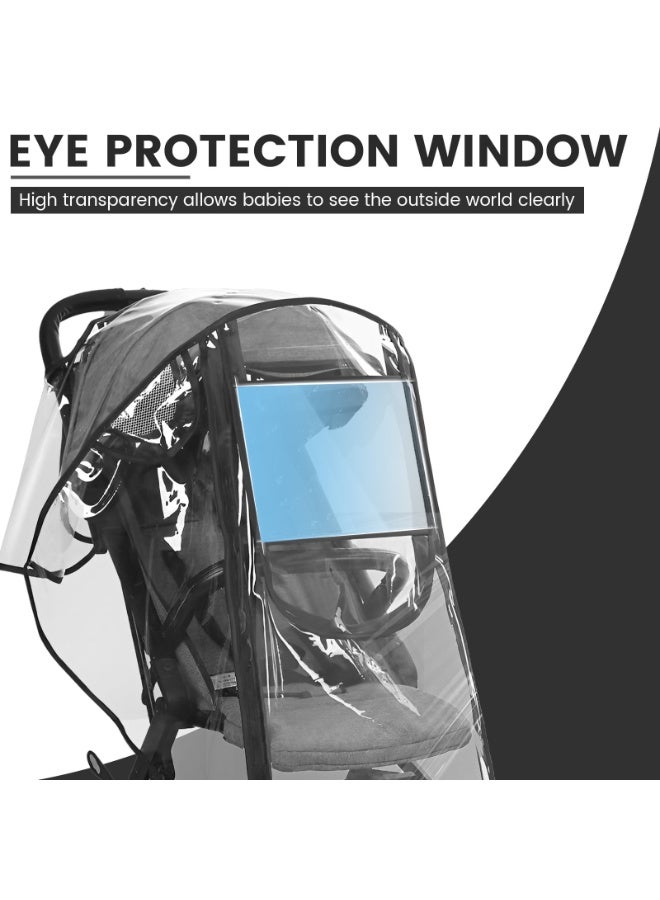 Chabeia Large Size Clear Stroller Rain Cover with Visible Window, Double Zipper Closure Waterproof Stroller Cover, Universal Weather Shield, Windproof EVA Baby Travel Stroller Accessories Protect from Dust Snow - Image 3