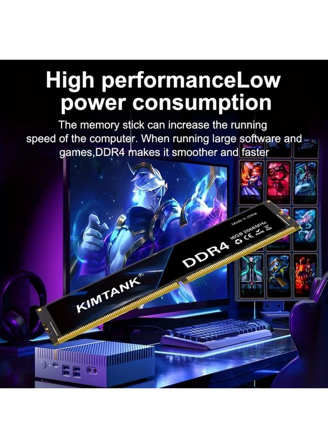 Kimtank Ddr4 16gb 2666mhz Desktop Memory Black High Speed Gaming Ram Intel Amd - Image 1
