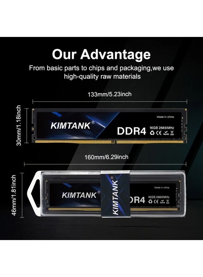 Kimtank Ddr4 16gb 2666mhz Desktop Memory Black High Speed Gaming Ram Intel Amd - Image 4