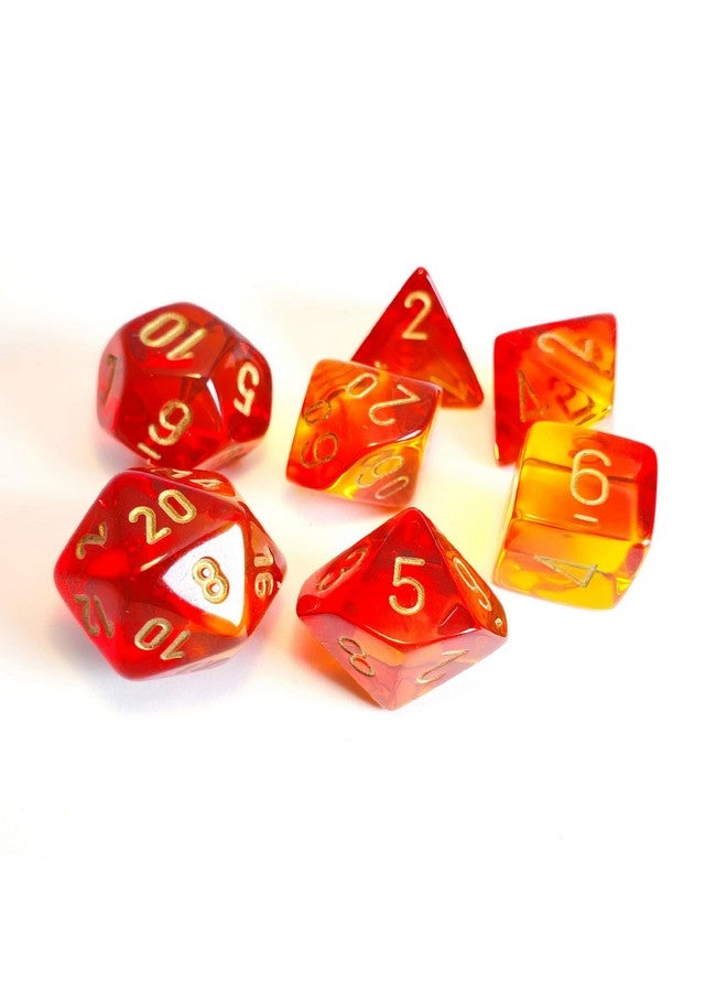 Chessex Polyhedral Dice Set | Set Of 7 Dice In A Variety Of Sizes Designed For Roleplaying Games | Premium Quality Dice For Tabletop Rpgs | Translucent Red, Yellow And Gold Color | Made By Chessex  - Image 2