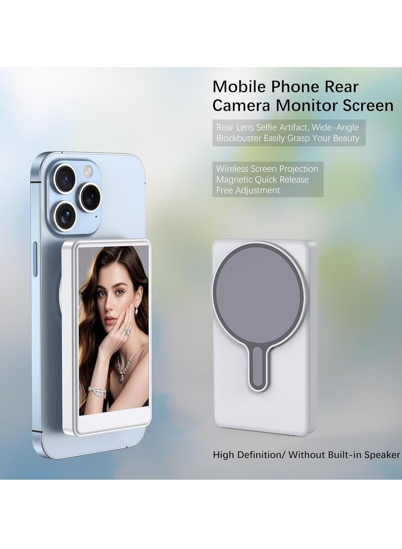 TIGER Vlog Selfie Monitor Screen for Smartphone Rear Camera -- 4-Inch Wireless Display with Magnetic Mount & Remote | Compatible with iPhone | Ideal for Vlogging, Live Streaming, Selfies & YouTube Content || Lightweight, Portable Monitor (White)  - Image 2