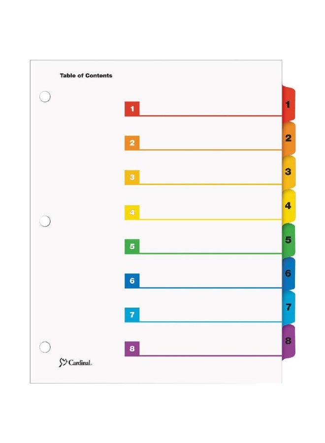 Cardinal OneStep Index Divider Letter 1/8 Tab Cut Numeric Tab Type Assorted Tab Color Paper - Image 1