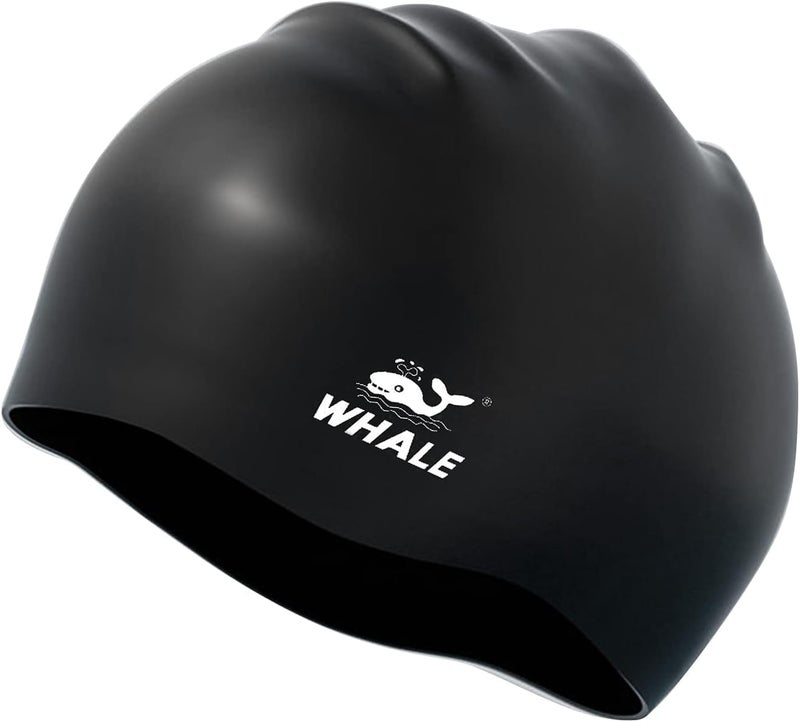 Whale Extra Large Swim Cap for Women Men, Durable Silicone Swimming Hat with Ear Protection, Unisex Adults Bath Swimming Caps for Long Thick Curly Hair & Dreadlocks Braids Weaves Afro Hair - Image 1