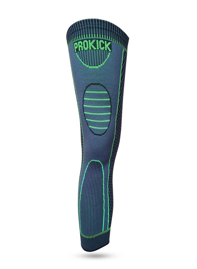 Prokick Stride Premium Compression Long Knee Support|Knee Support For Men&Women|Knee Support for Running, Tennis, Football, Joint Pain Relief Knee Support - Grey/Green (XL)(1Piece) - Image 1