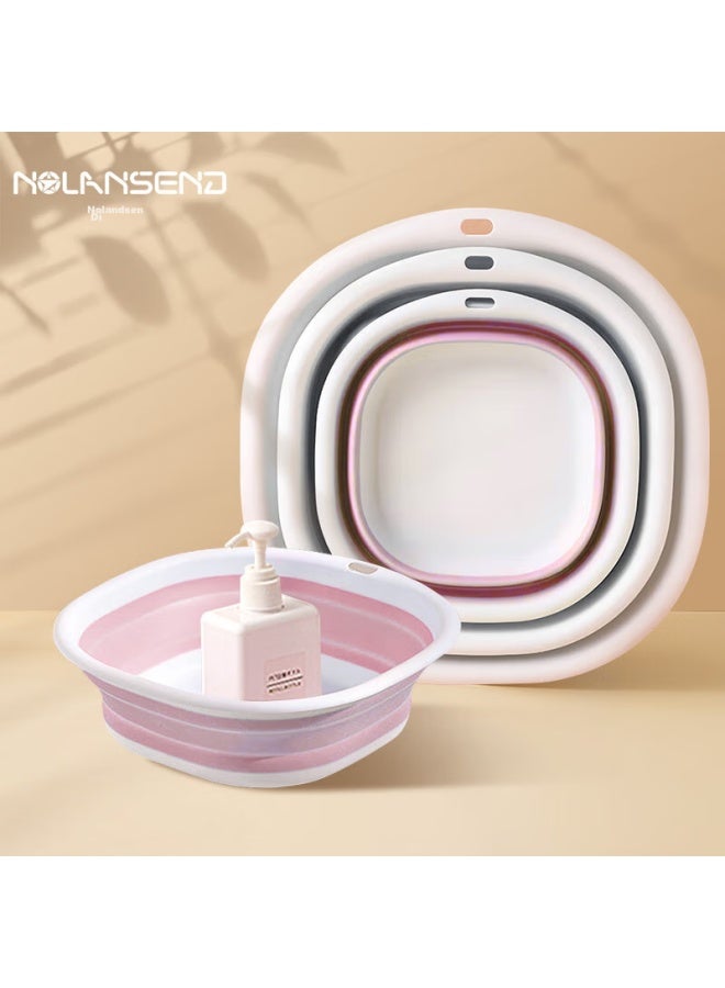 NOLANSEND Nuolansendi Travel Folding Basin, Face Washing Basin For Business Trips, Home Use, Dormitory, Portable Travel Foot Soaking Basin, Pink And White - Small Size - Image 1
